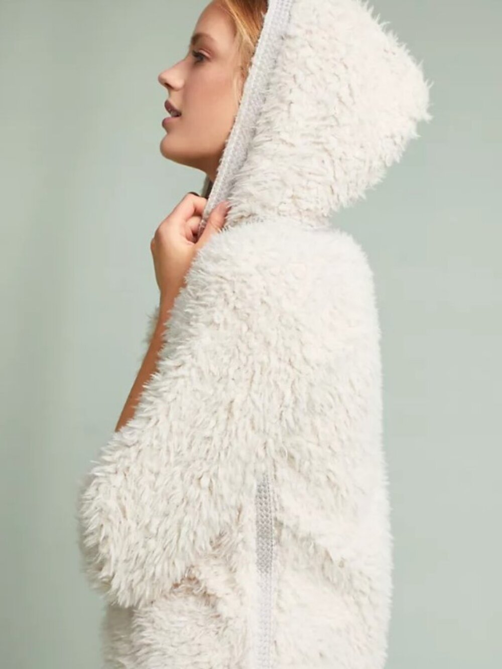 NWT Anthropologie Akemi + Kin Fleece Sherpa Pullover Hoodie Sweater L - Picture 3 of 10